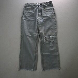 Twelve by Twelve 28 High Rise Cropped Raw Hem Light Stretch Denim Womens Jeans